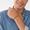 imageFossil Mens Stainless Steel and Genuine Leather andor Beaded Bracelet for MenMalachiteGreen