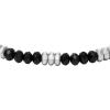imageFossil Mens Stainless Steel and Genuine Leather andor Beaded Bracelet for MenSilverBlack Agate