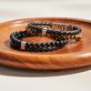 imageFossil Mens Stainless Steel and Genuine Leather andor Beaded Bracelet for MenTigers EyeBrownLeather