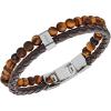 imageFossil Mens Stainless Steel and Genuine Leather andor Beaded Bracelet for MenTigers EyeBrownLeather