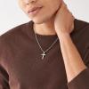 imageFossil Mens Stainless Steel or Leather Necklace for MenSilver Smooth Cross