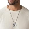 imageFossil Mens Stainless Steel or Leather Necklace for MenSilverBlack Grooved Tag