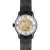 imageFossil Mens Townsman Automatic Stainless Steel and Leather TwoHand Skeleton WatchBlack StainlessGold Dial