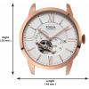 imageFossil Mens Townsman Automatic Stainless Steel and Leather TwoHand Skeleton WatchBlue LeatherRose Gold