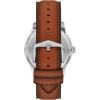 imageFossil Mens Townsman Automatic Stainless Steel and Leather TwoHand Skeleton WatchBrown LeatherSilverGreen