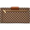 imageFossil Womens Logan Leather Wallet RFID Blocking Tab Clutch Black Model SL7830001Neutral Woven Print