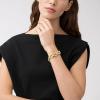 imageFossil Womens Stainless Steel Chain BraceletGold Heritage Double DLink Chain