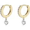 imageFossil Womens Stainless Steel DangleDrop or Hoop Earrings for WomenGold Glitz Heart Dangle