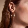 imageFossil Womens Stainless Steel DangleDrop or Hoop Earrings for WomenRose Gold Linear Texture Large Hoop