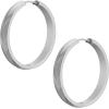 imageFossil Womens Stainless Steel DangleDrop or Hoop Earrings for WomenSilver Linear Texture Large Hoop