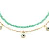imageFossil Womens Stainless Steel GoldTone Beaded BraceletGoldTurquoise Evil Eye