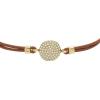 imageFossil Womens Stainless Steel and Genuine Leather Bracelet for WomenGold Sadie Glitz Disc  Brown Leather