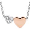imageFossil Womens Sterling Silver or SilverTone Stainless Steel Pendant Chain Necklace for WomenSilver Rose Gold Duo Hearts