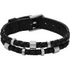 imageFossil Mens Casual Stainless Steel and Genuine Leather Bracelet for MenBlackSilver Multi Braided