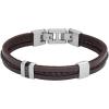 imageFossil Mens Casual Stainless Steel and Genuine Leather Bracelet for MenBrown BraidSilver