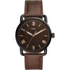 imageFossil Mens Copeland Quartz Stainless Steel and Leather ThreeHand WatchBlackBlack Dial  Brown