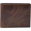 imageFossil Mens Derrick RFIDBlocking Leather Bifold Wallet with Flip ID Window for MenDark Brown