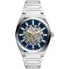 imageFossil Mens Everett Automatic Stainless Steel ThreeHand WatchSilverBlue