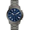 imageFossil Mens Grant Quartz Stainless Steel and Leather Chronograph WatchGunmetalBlue