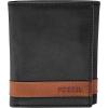 imageFossil Mens Ingram Leather Trifold with ID Window Wallet Brown Model ML3289200Quinn Black