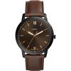 imageFossil Mens Minimalist Quartz Stainless Steel and Leather ThreeHand WatchBrown LeatherBlackBrown