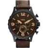 imageFossil Mens Nate Quartz Stainless Steel Chronograph WatchBlackBrown Leather
