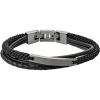 imageFossil Mens Plated Stainless Steel Engravable Personalized Gift ID Chain or Cuff Bracelet for MenBlackBrown  Gunmetal