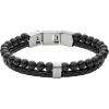 imageFossil Mens Stainless Steel and Genuine Leather andor Beaded Bracelet for MenBlack