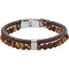 imageFossil Mens Stainless Steel and Genuine Leather andor Beaded Bracelet for MenTigers EyeBrownLeather