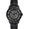 imageFossil Mens Townsman Automatic Stainless Steel and Leather TwoHand Skeleton WatchBlack Skeleton