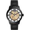 imageFossil Mens Townsman Automatic Stainless Steel and Leather TwoHand Skeleton WatchBlack StainlessGold Dial