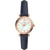 imageFossil Womens Carlie Quartz Stainless Steel ThreeHand WatchBlue LeatherRose GoldMOP