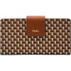 imageFossil Womens Logan Leather Wallet RFID Blocking Tab Clutch Black Model SL7830001Neutral Woven Print