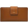 imageFossil Womens Logan Leather Wallet RFID Blocking Tab Clutch Black Model SL7830001Saddle