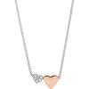 imageFossil Womens Sterling Silver or SilverTone Stainless Steel Pendant Chain Necklace for WomenSilver Rose Gold Duo Hearts