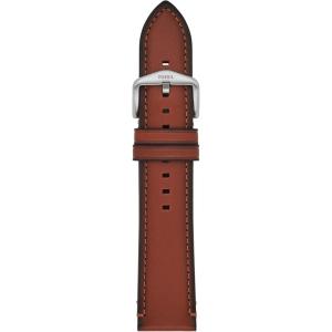 imageFossil Mens 22mm Dark Brown LiteHide Leather Watch BandLight Brown LeatherSilver