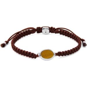 imageFossil Mens Casual Stainless Steel and Genuine Leather Bracelet for MenBrown Tigers Eye