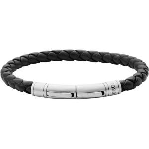 imageFossil Mens Casual Stainless Steel and Genuine Leather Bracelet for MenDark Brown