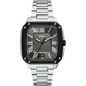 imageFossil Mens Crosby ThreeHand Date Stainless Steel WatchSilverBlack