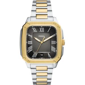 imageFossil Mens Crosby ThreeHand Date Stainless Steel WatchSilverGoldBlack