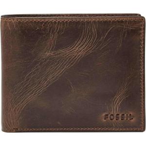 imageFossil Mens Derrick Leather RFIDBlocking Bifold Passcase with Removable Card Case WalletDark Brown