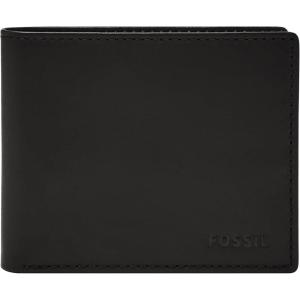 imageFossil Mens Derrick RFIDBlocking Leather Bifold Wallet with Flip ID Window for MenBlack
