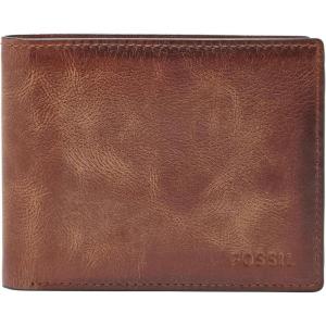imageFossil Mens Derrick RFIDBlocking Leather Bifold Wallet with Flip ID Window for MenBrown