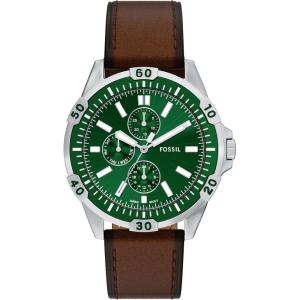 imageFossil Mens Garrett Multifunction TwoTone Stainless Steel WatchBrownGreen