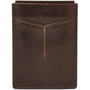 imageFossil Mens Ingram Leather Magnetic Card Case with Money Clip Wallet Brown Model ML3235200Derrick Dark Brown