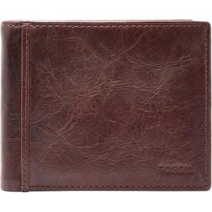 imageFossil Mens Leather Bifold Wallet with Flip ID Window for MenIngram Brown