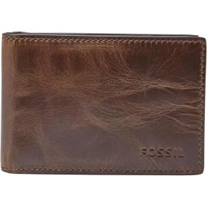 imageFossil Mens Leather Slim Minimalist Bifold Front Pocket Wallet for MenDerrick Dark Brown