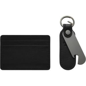 imageFossil Mens Leather Slim Minimalist Card Case Front Pocket WalletBlack Card Case  Keyfob Gift Set