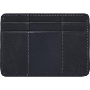 imageFossil Mens Leather Slim Minimalist Card Case Front Pocket WalletEverett Midnight Navy