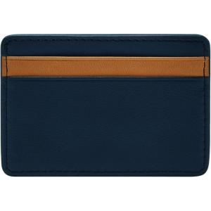 imageFossil Mens Leather Slim Minimalist Card Case Front Pocket WalletSteven NavyCamel